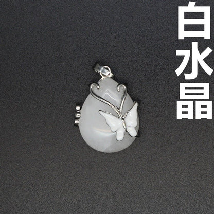 Teardrop Butterfly Shaped Crystal Pendant - jewelry - weilin.com