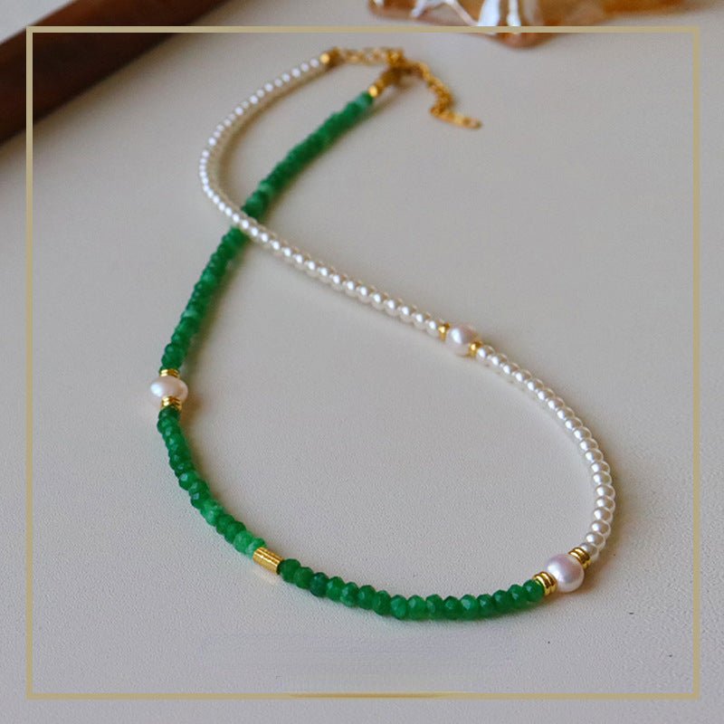 Temperament retro two - color natural stone beaded necklace - jewelry - weilin.com