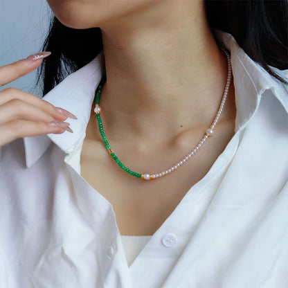 Temperament retro two - color natural stone beaded necklace - jewelry - weilin.com