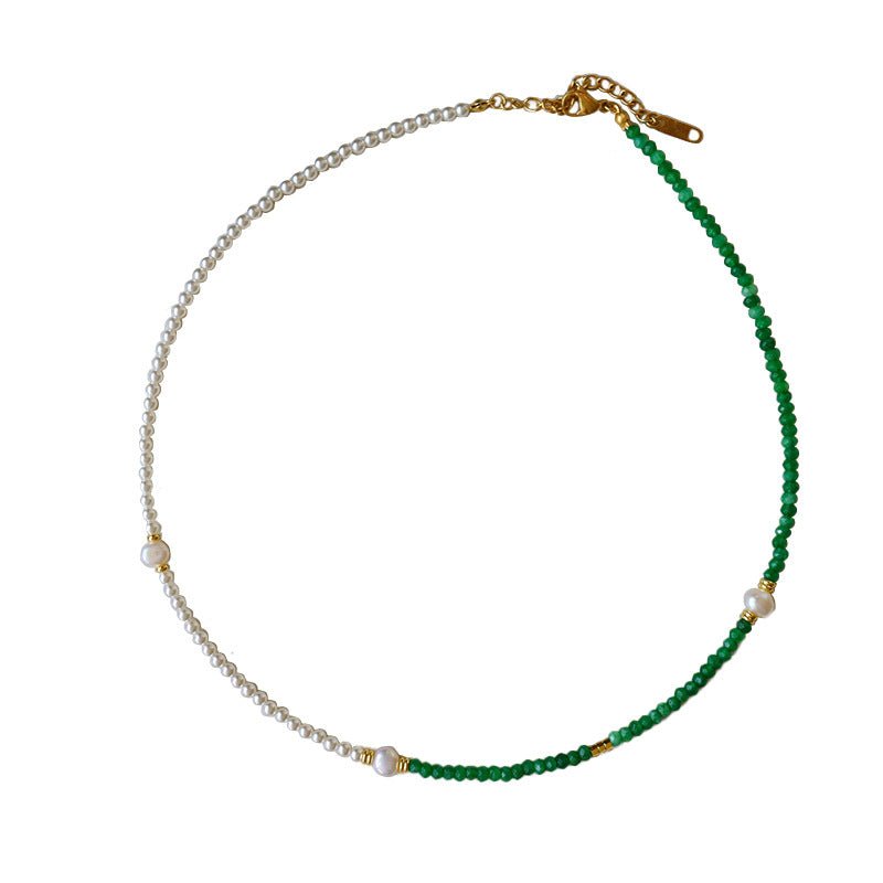 Temperament retro two - color natural stone beaded necklace - jewelry - weilin.com