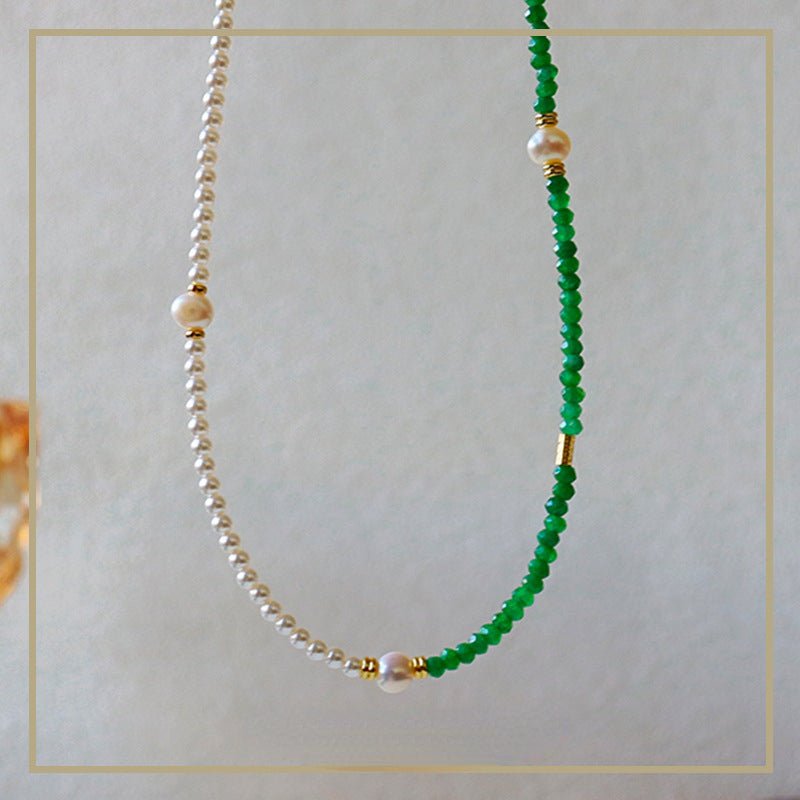 Temperament retro two - color natural stone beaded necklace - jewelry - weilin.com