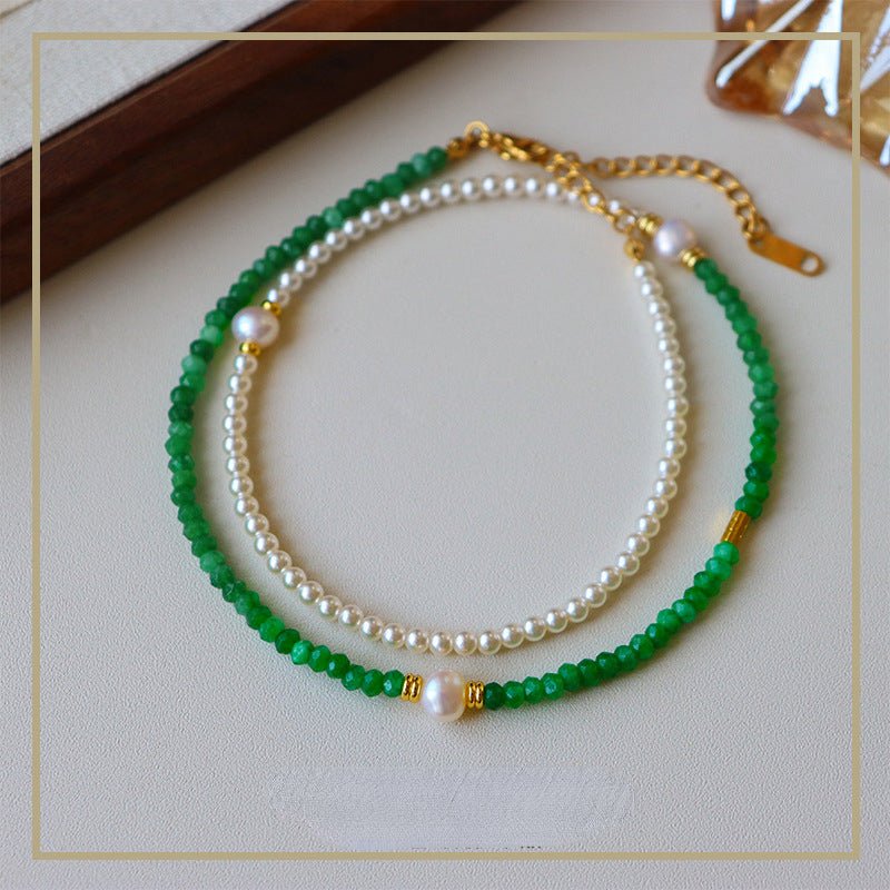 Temperament retro two - color natural stone beaded necklace - jewelry - weilin.com