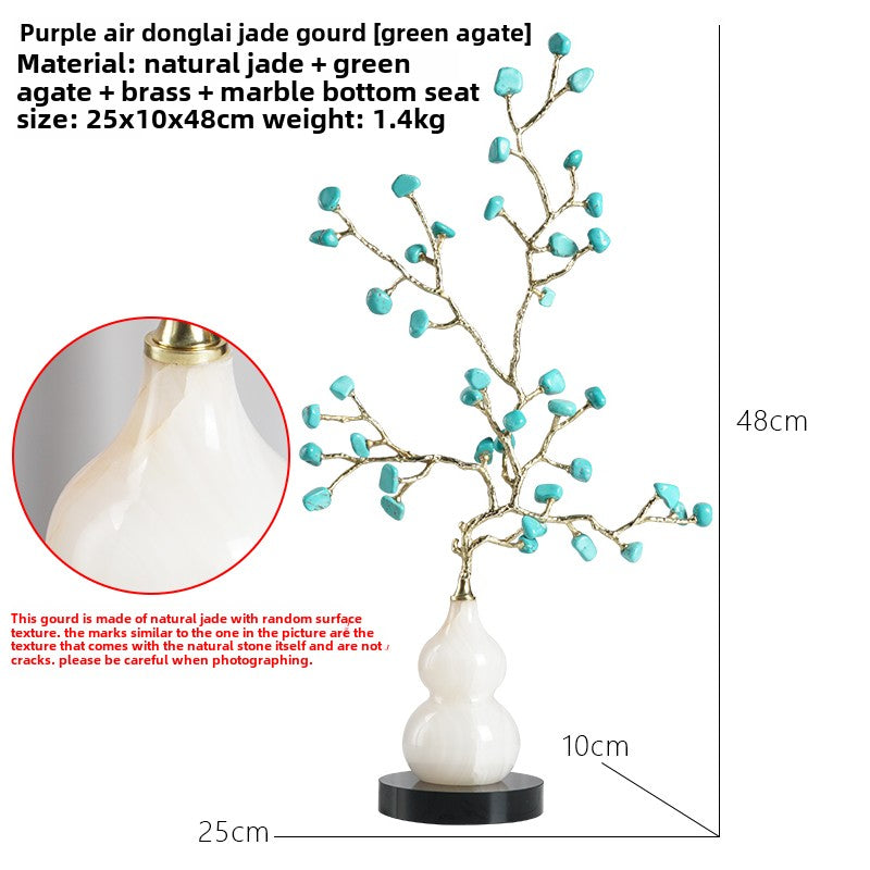 Adornos para muebles de calabaza de cerámica con grietas de hielo y árbol de amatista natural de estilo chino.