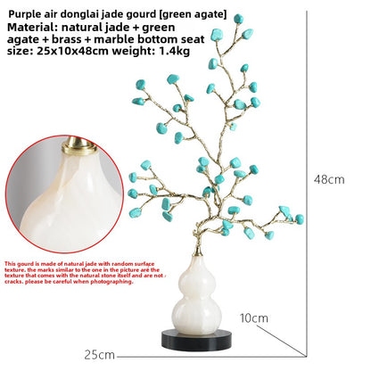 Adornos para muebles de calabaza de cerámica con grietas de hielo y árbol de amatista natural de estilo chino.