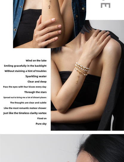 Pearl necklaces and bracelets