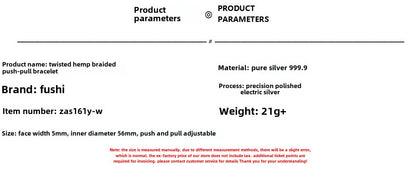 Fashion push slide sterling silver bracelet