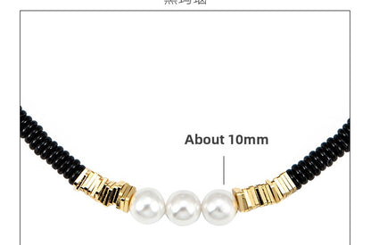 Agate pearl hip-hop necklace