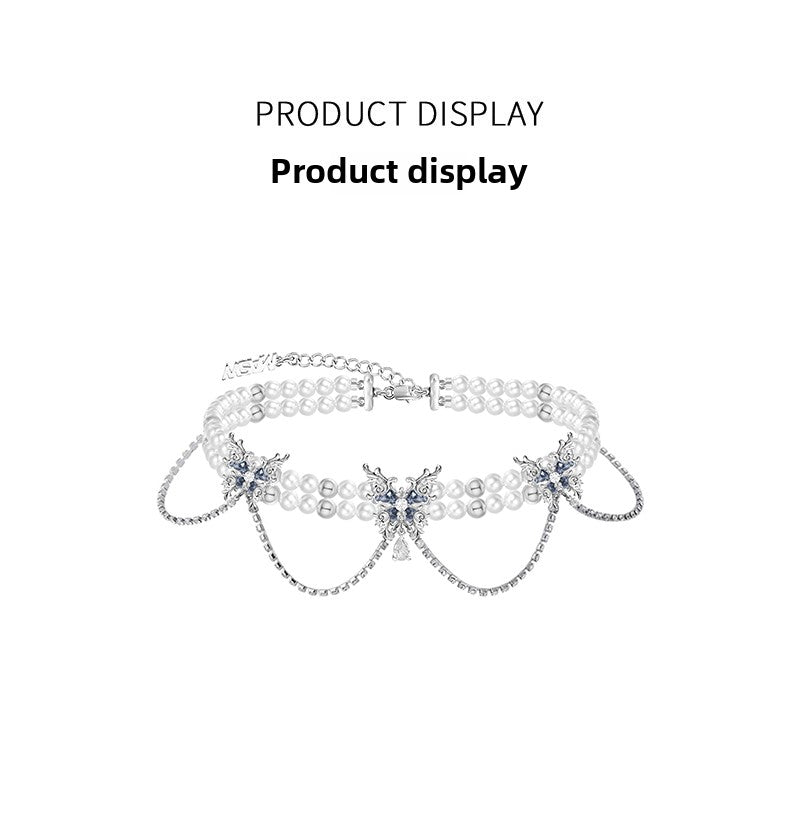 Butterfly dance highlight pearl butterfly necklace