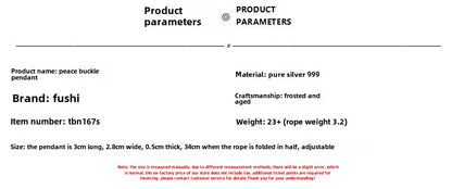 Ancient peace buckle sterling silver pendant