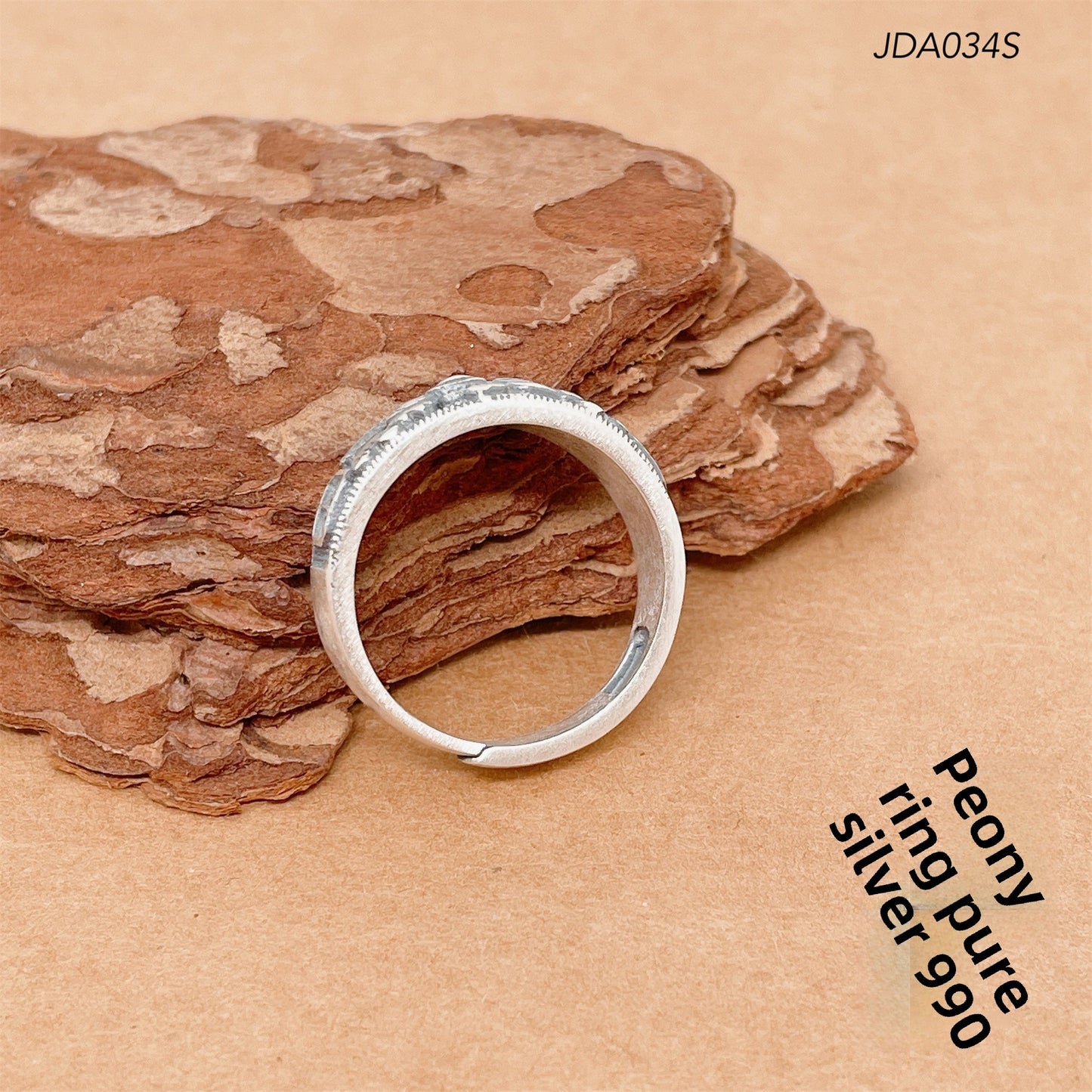 Ethnic style peony open ring