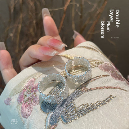 New Chinese style plum blossom sterling silver ring