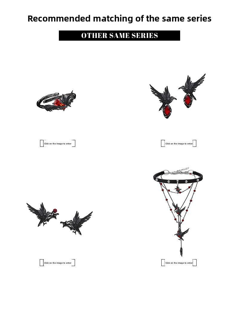 Black crow heart necklace