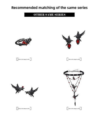 Black crow heart necklace