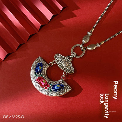 Handcrafted hollow peony sterling silver pendant - contemporary design
