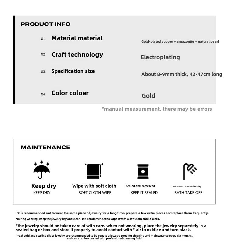 Natural stone pearl hip-hop necklace