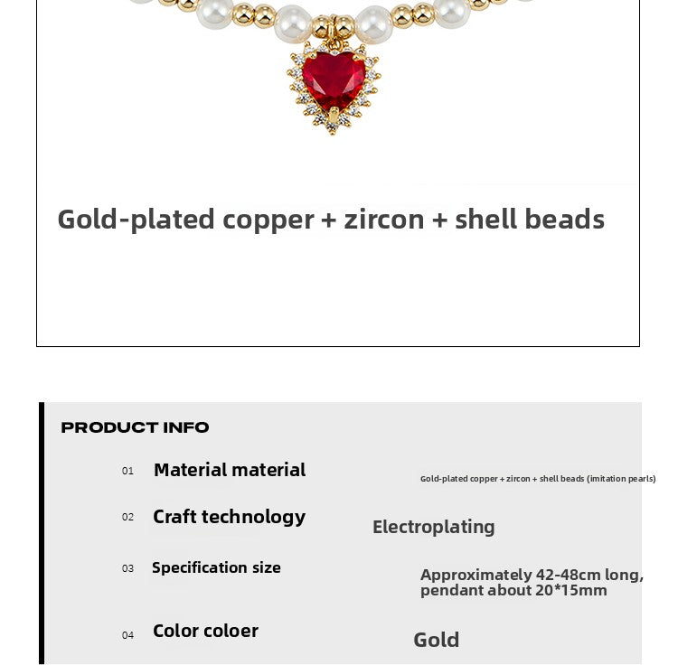 Hip-hop colored diamond heart necklace