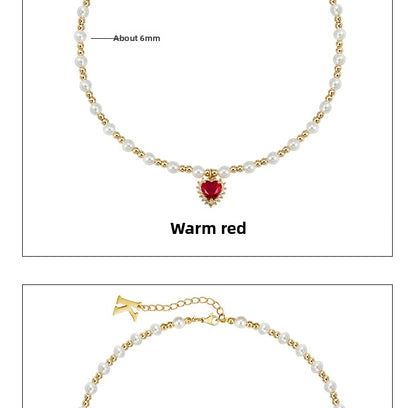 Hip-hop colored diamond heart necklace