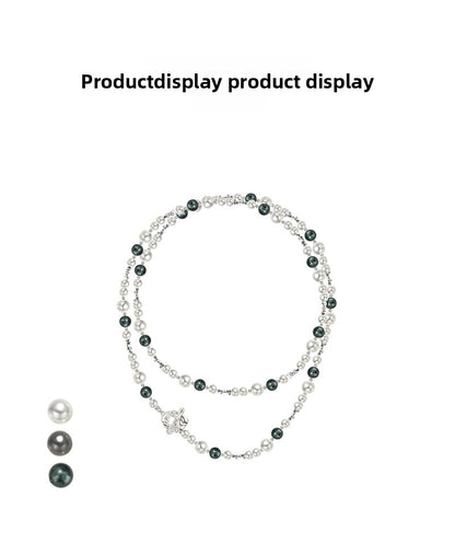 Colored pearl stacking necklace for clothing