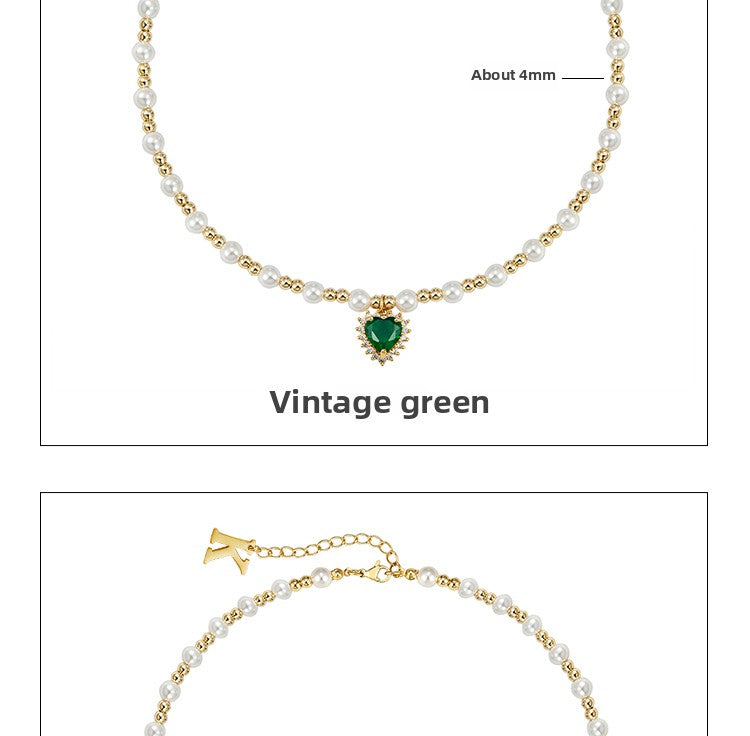 Hip-hop colored diamond heart necklace