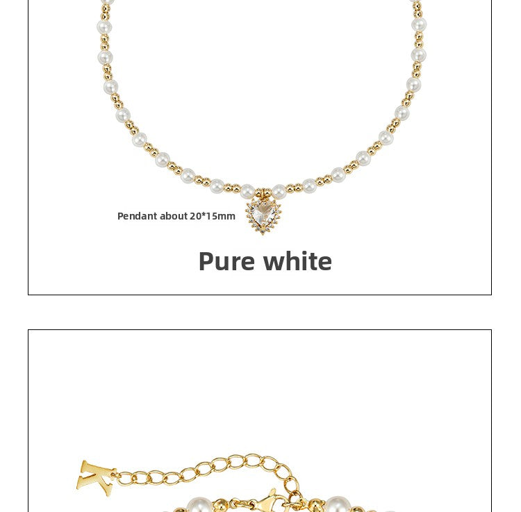 Hip-hop colored diamond heart necklace