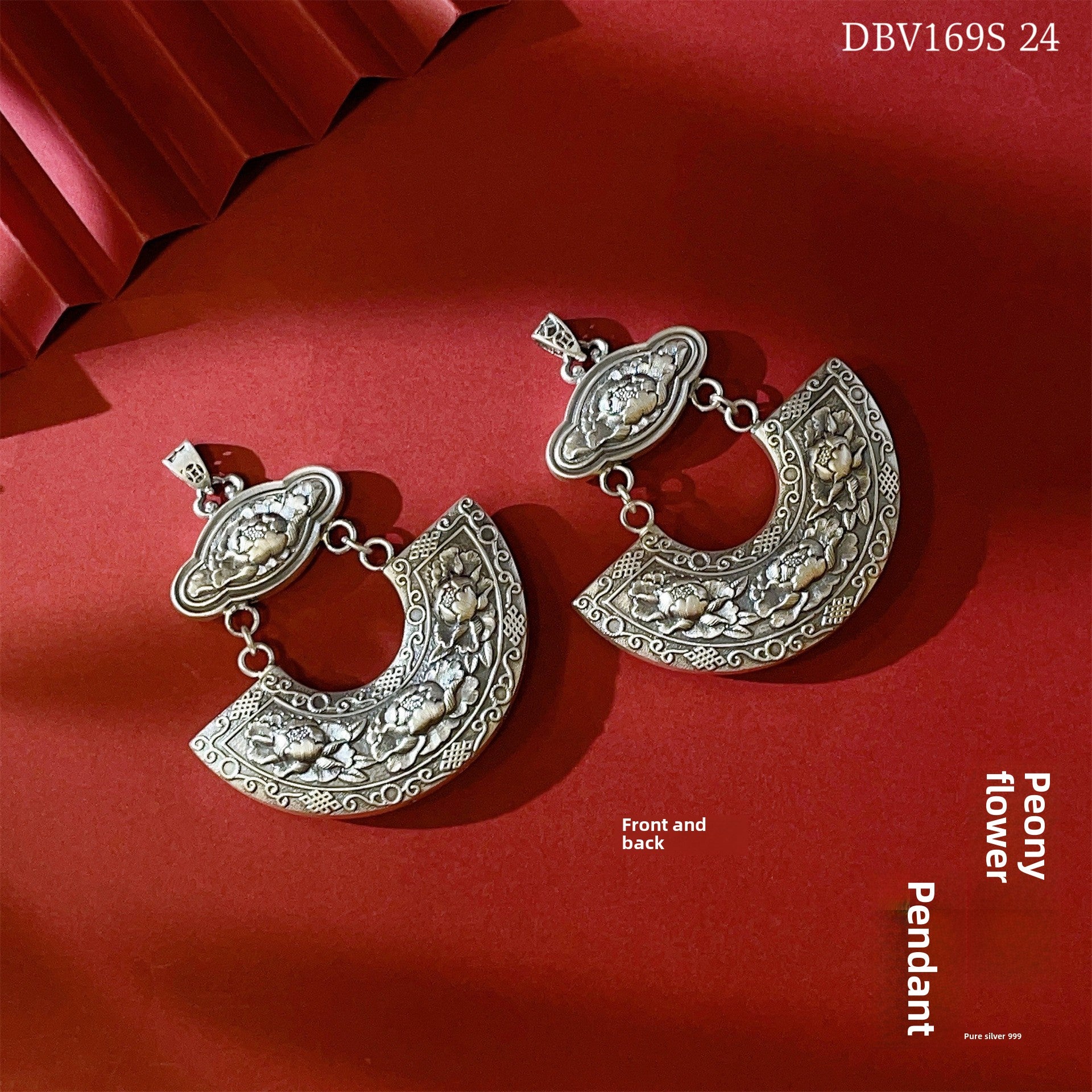 Premium new Chinese style peony pendant - 925 silver necklace
