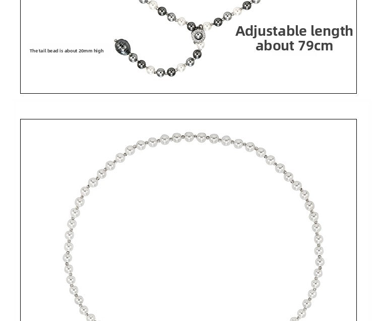 Long pearl hip-hop necklace