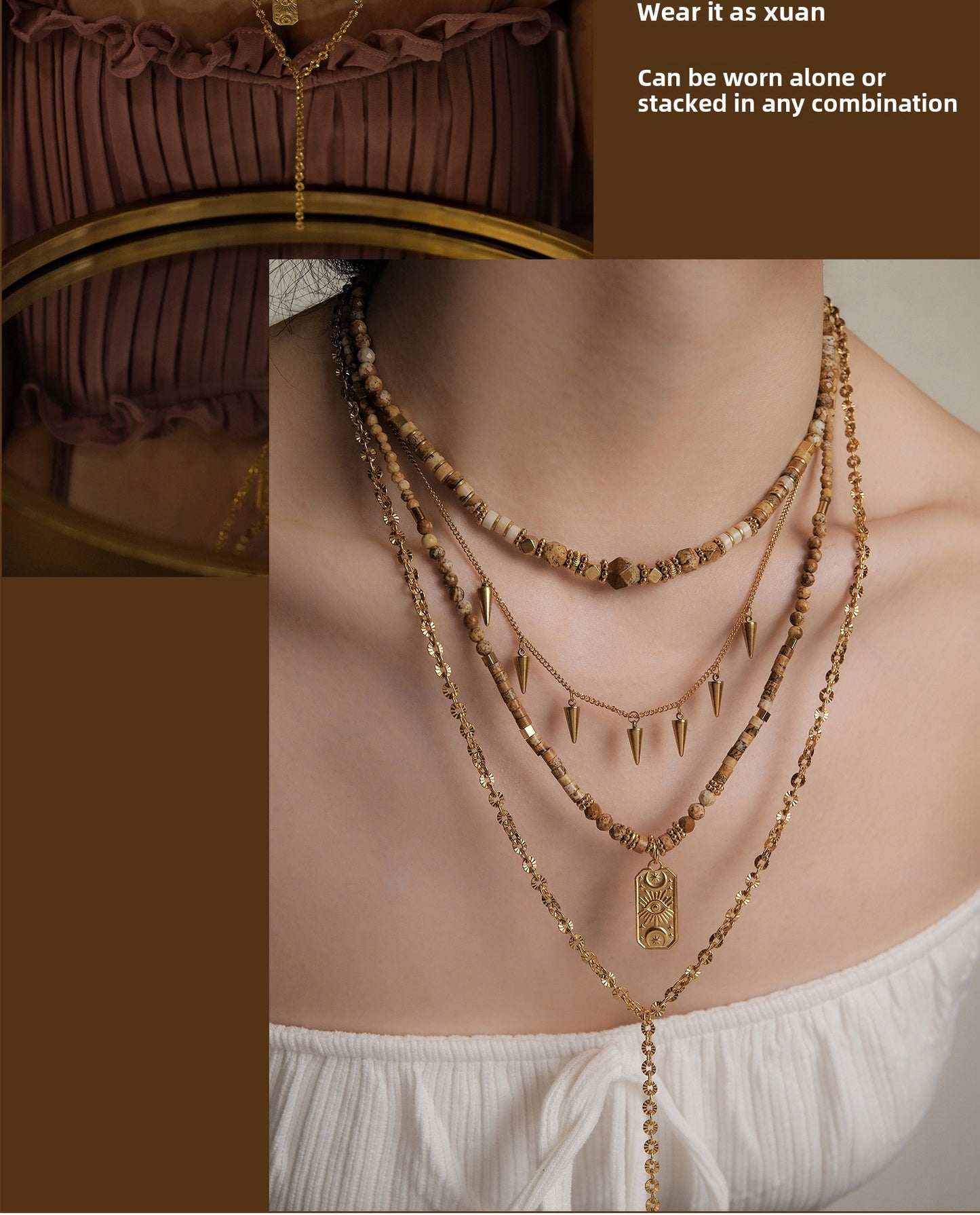 Golden wheat harvest necklace