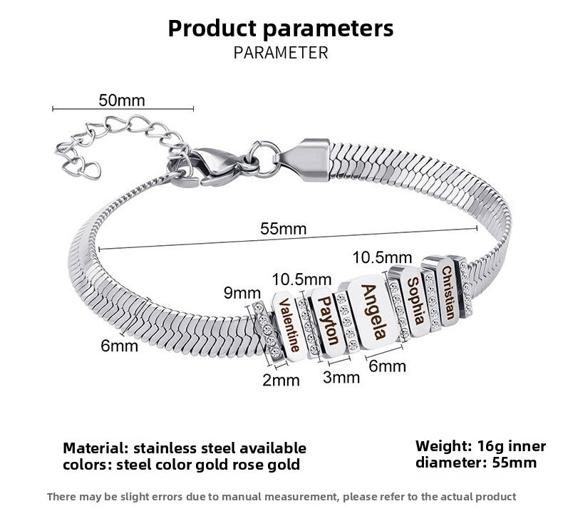 Pulsera plana con alfabeto de serpiente 