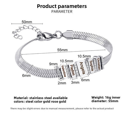 Pulsera plana con alfabeto de serpiente 