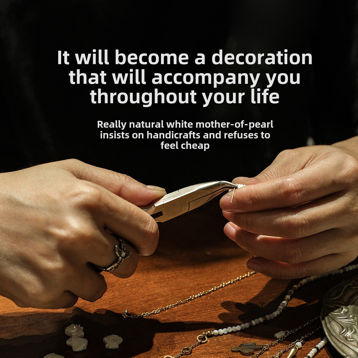 White light golden leaf necklace