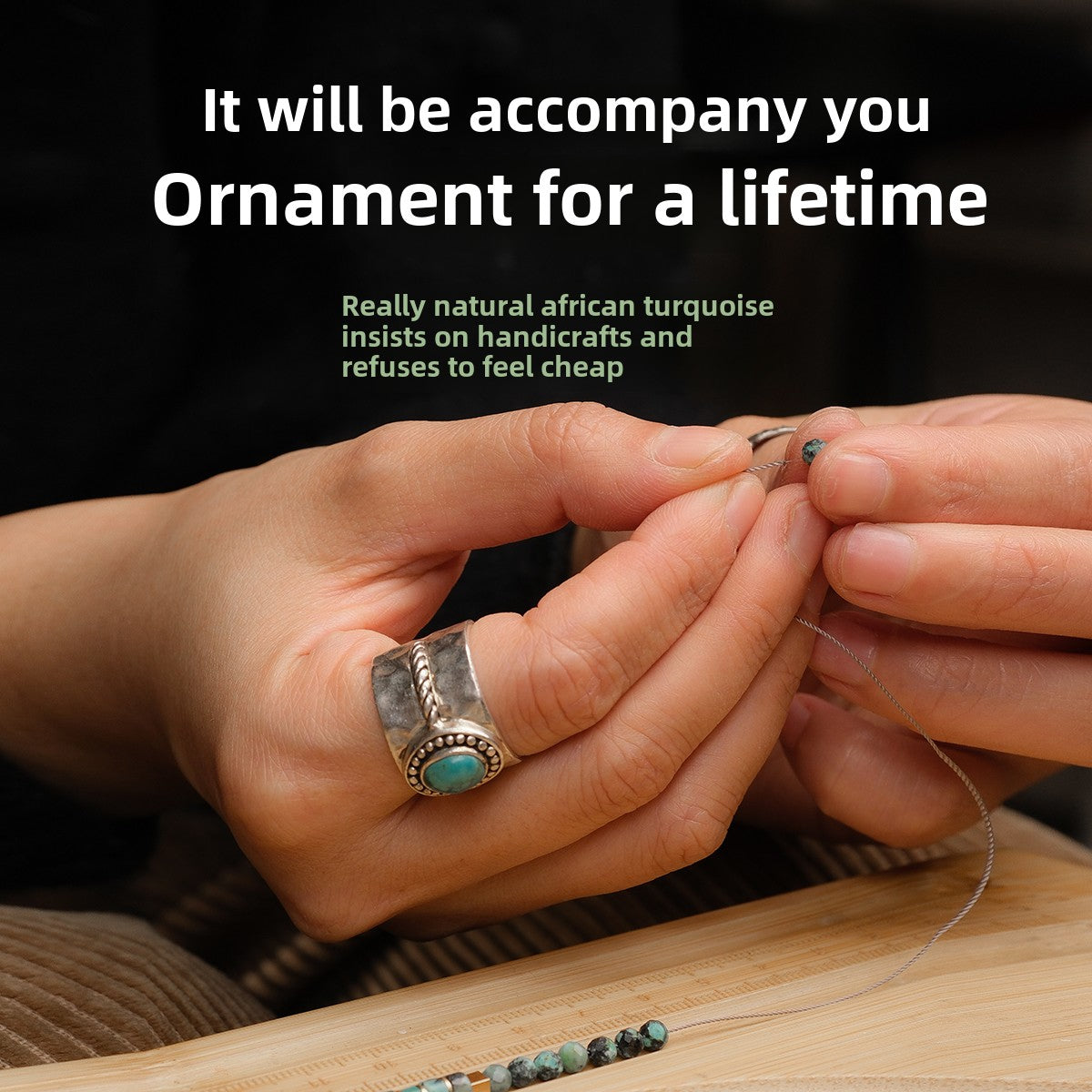 Ethnic-style green turquoise necklace