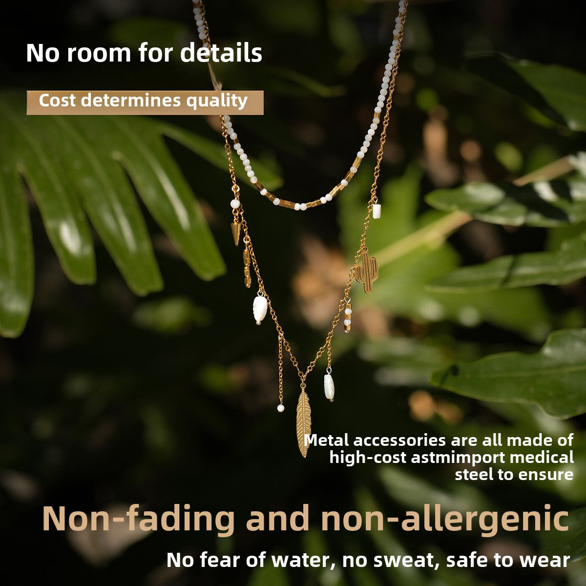 White light golden leaf necklace