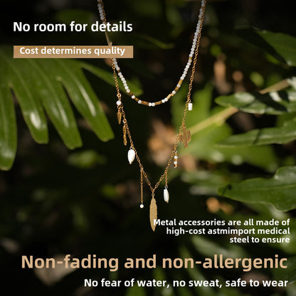 White light golden leaf necklace