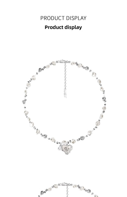 Rose flower pearl necklace