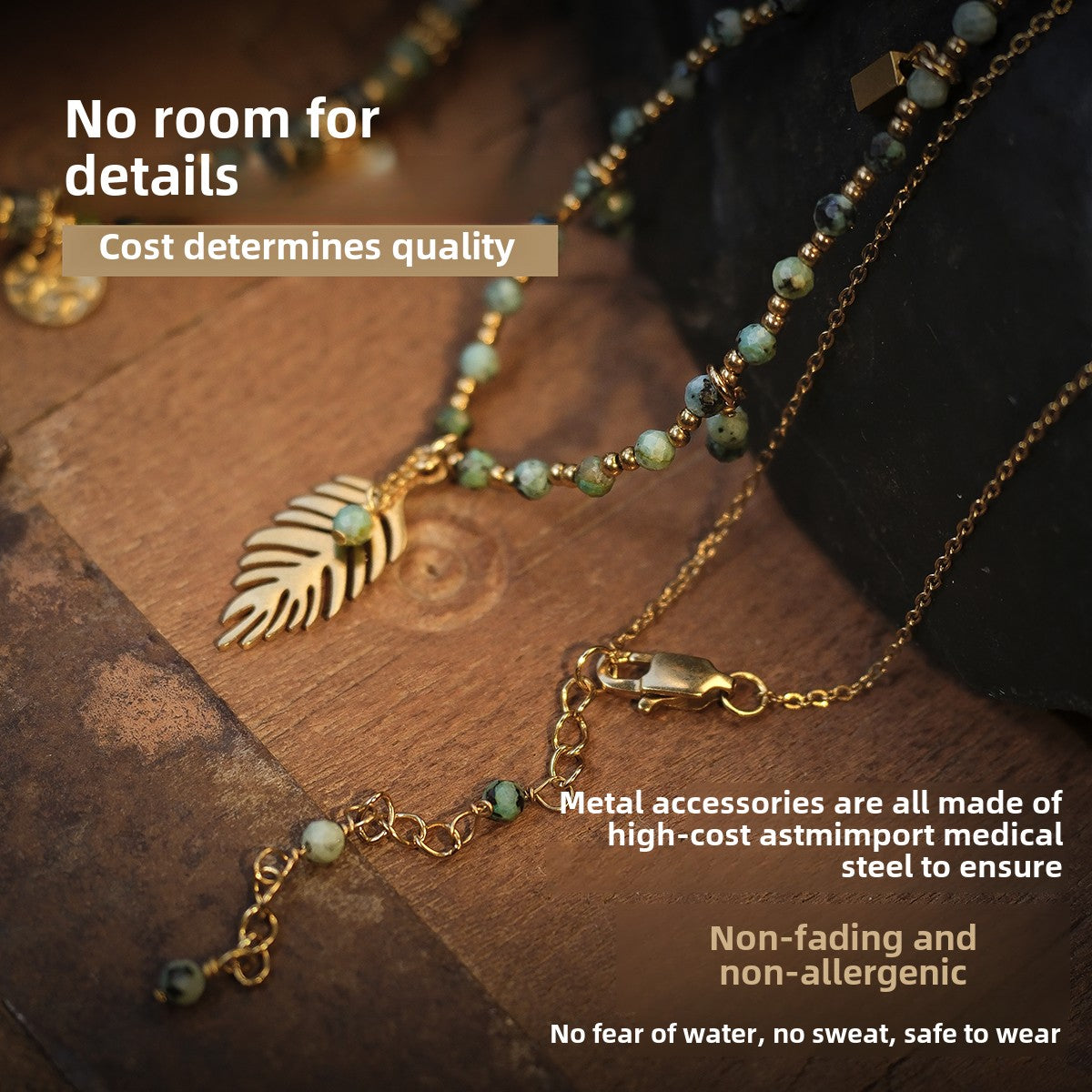 Ethnic-style green turquoise necklace