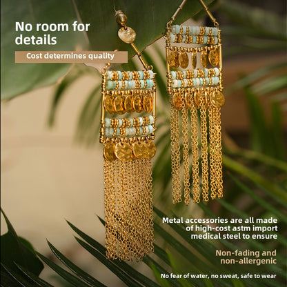 Retro light fringe earrings