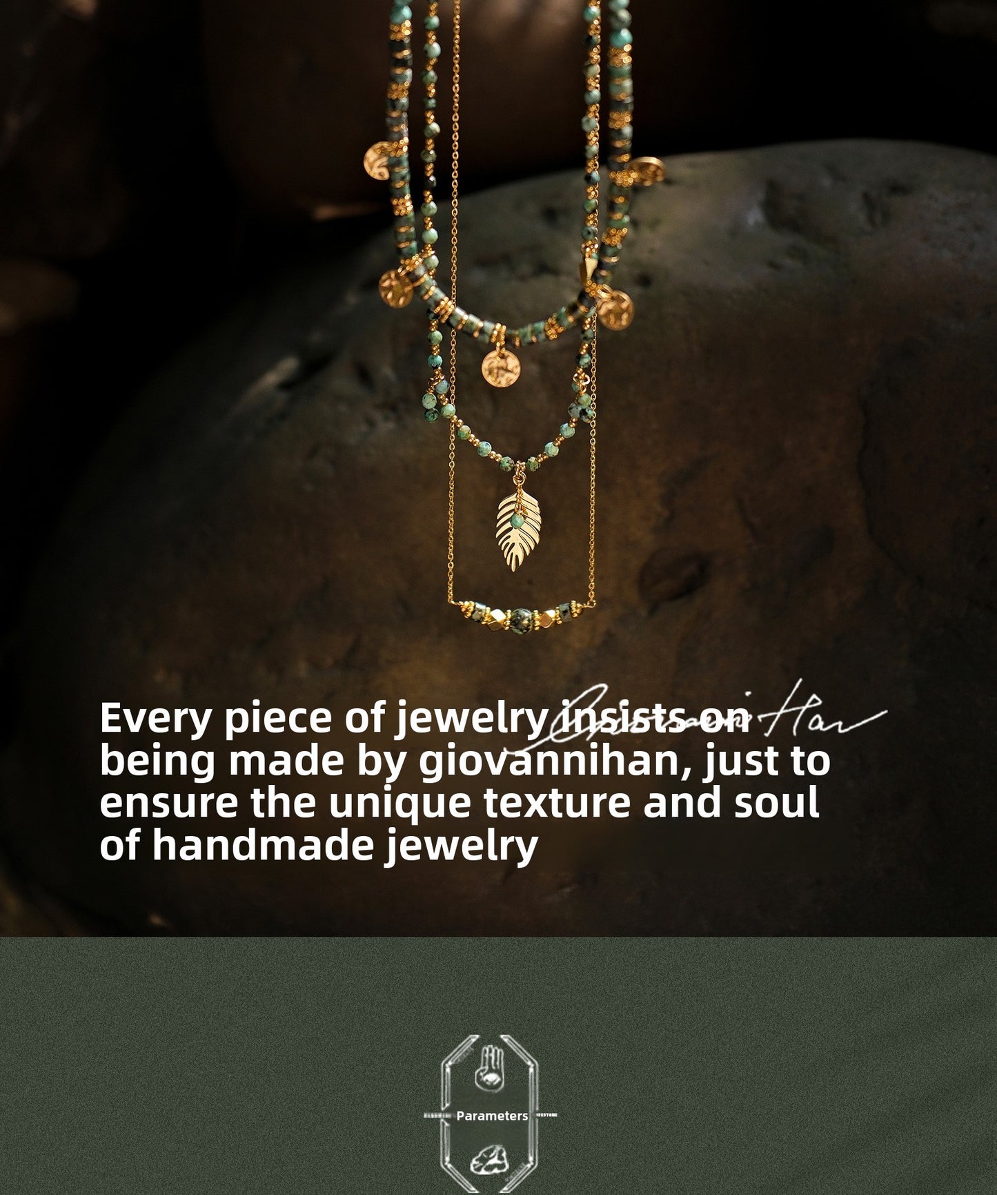 Ethnic-style green turquoise necklace