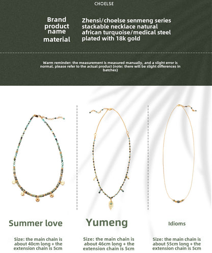 Ethnic-style green turquoise necklace