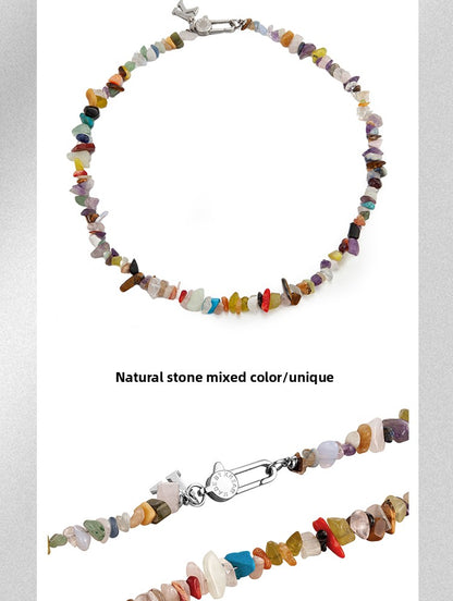 Natural stone free shape hip hop necklace