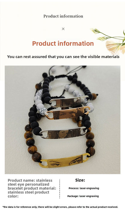 Pulsera de piedra natural con ojo grabado con imagen DIY 