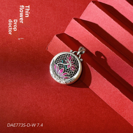 Close-up of ethnic pattern on Chinese style sterling silver pendant
