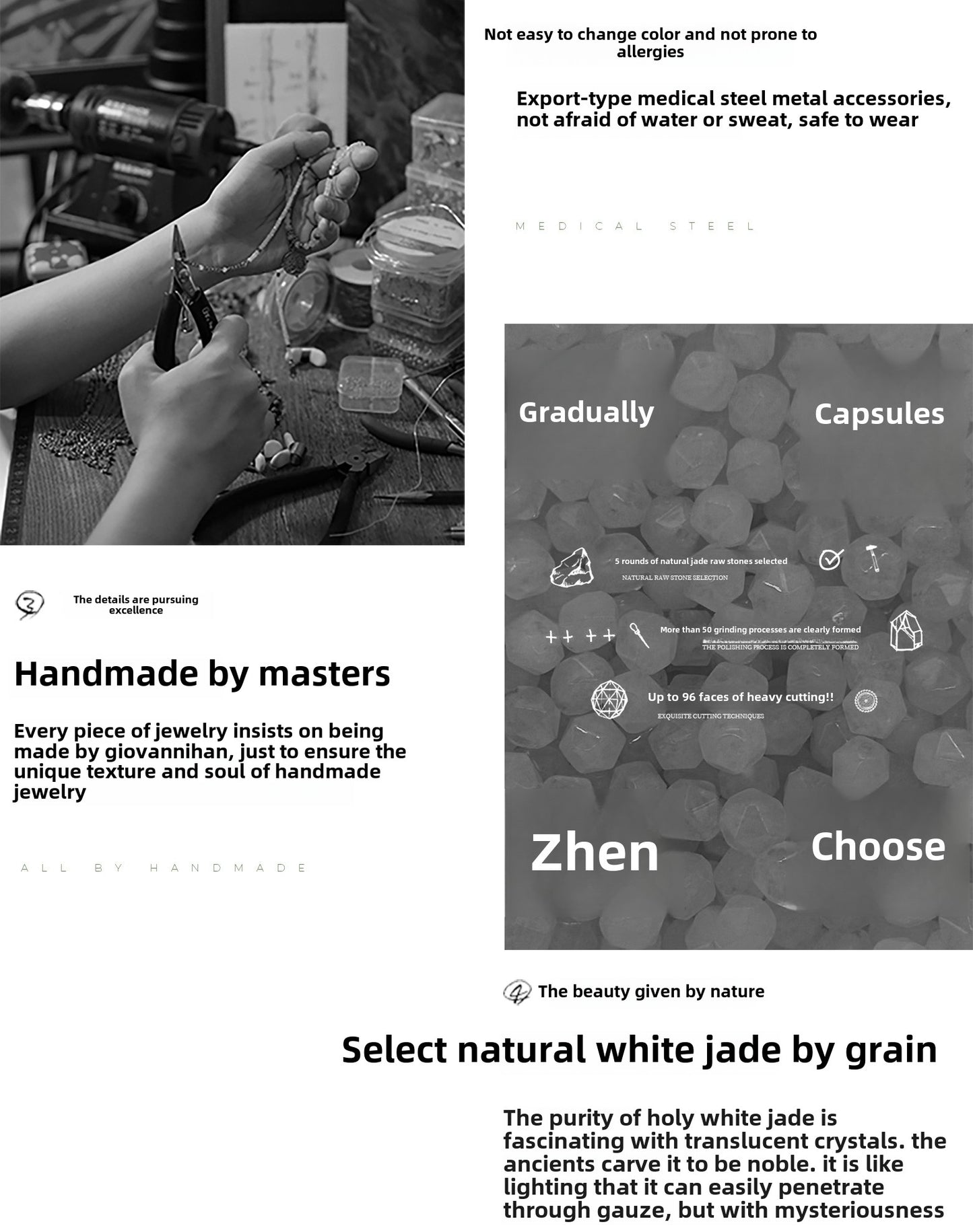 Pure white jade necklace