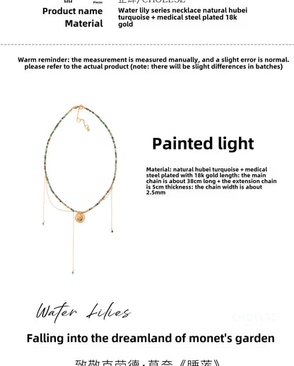 Golden circle six-pointed star necklace