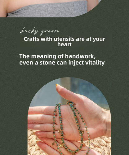 Ethnic-style green turquoise necklace