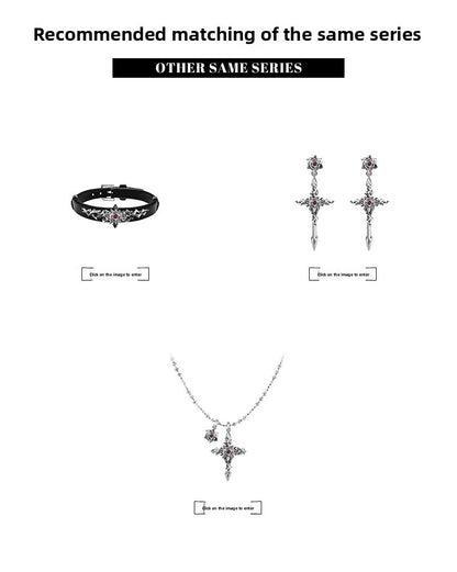 Baroque pearl cross necklace with layered chains