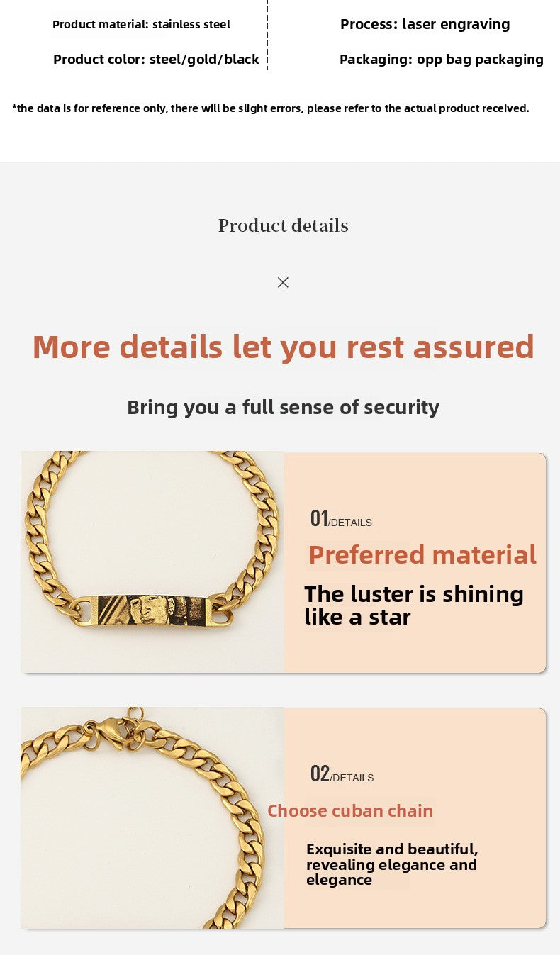 Engraved text and image custom bracelet with eyes