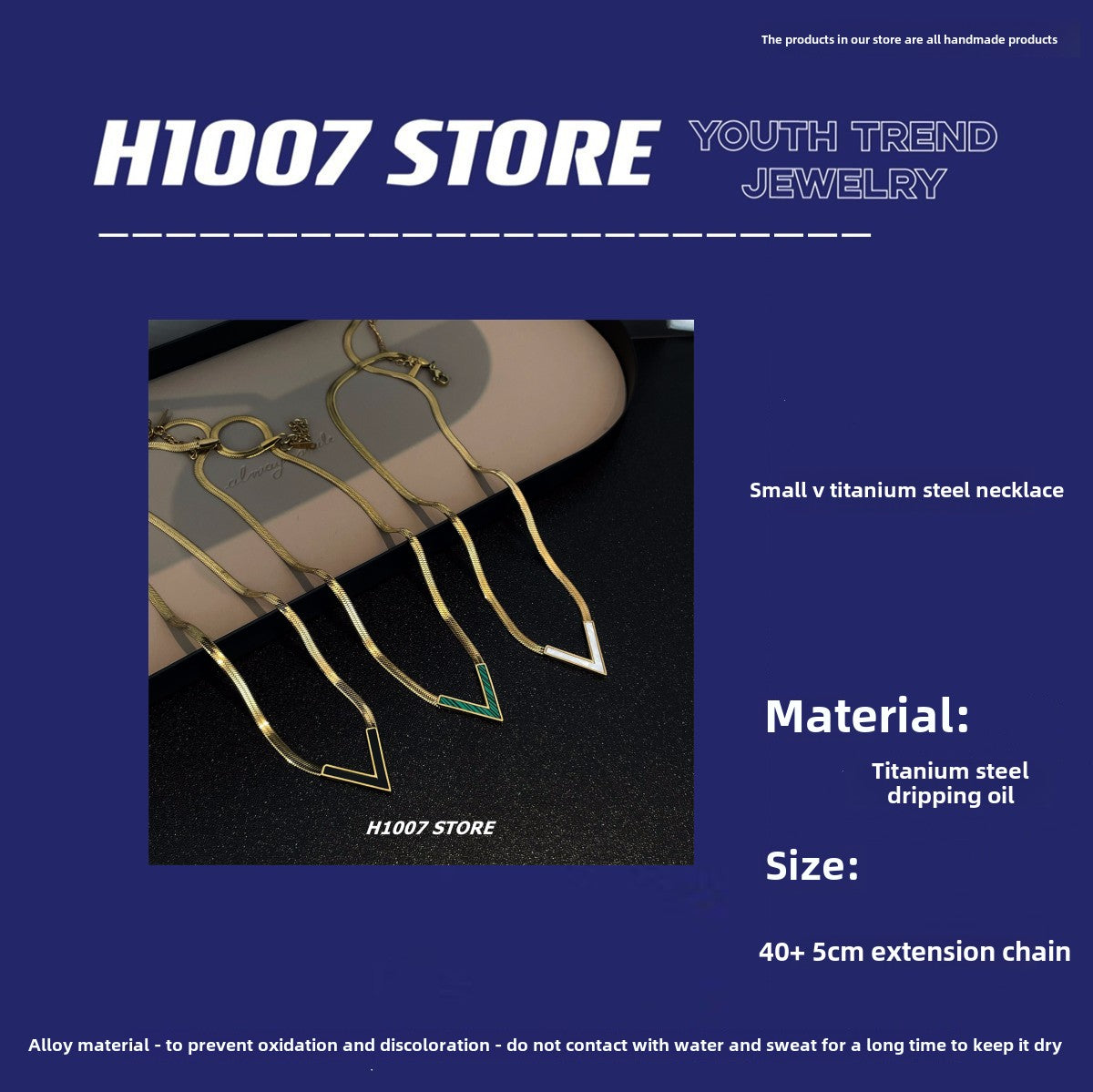 Hip-Hop V-Shaped Short Snake Bone Clothing Necklace