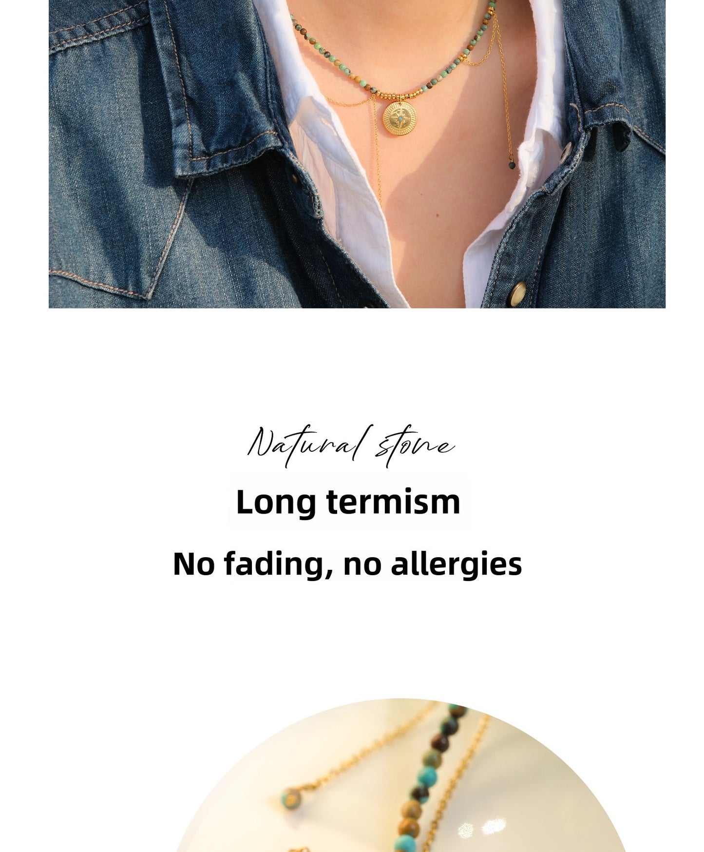 Golden circle six-pointed star necklace