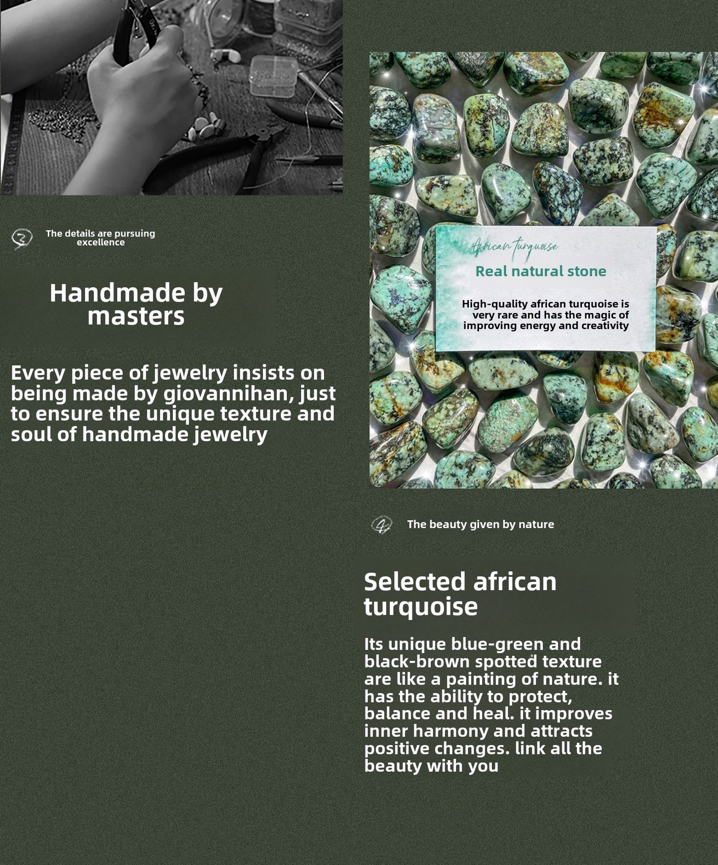 Ethnic-style green turquoise necklace