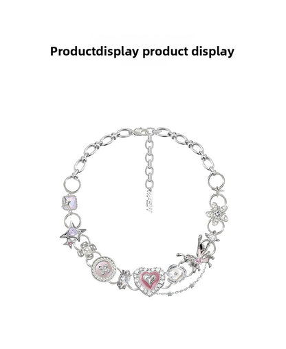 Love pink heart necklace